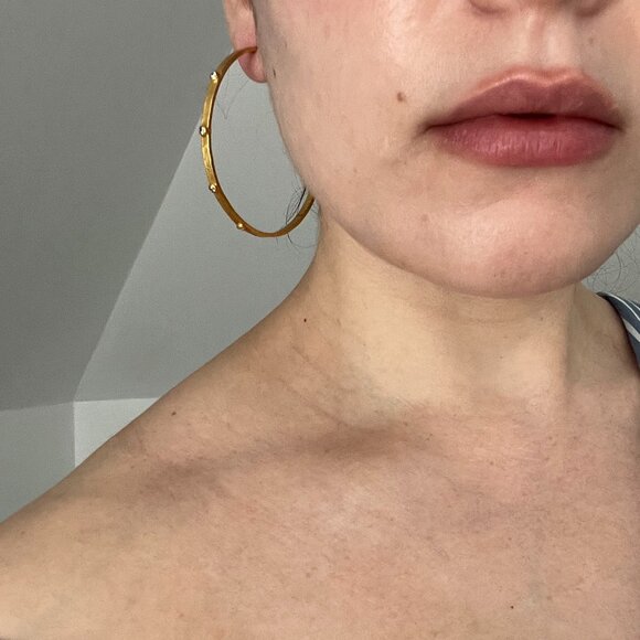 Julie Vos Crescent Stone Hoops in Extra Large - Picture 6 of 6